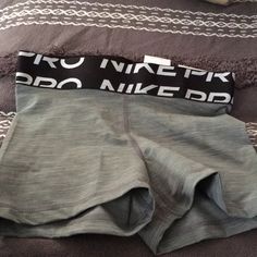 Size S Cheap Nike Playwear Sets, Gray Nike Pro Shorts, Nike Pros Aesthetic, Nike Pro Outfit, Grey Nike Pros, White Running Shorts, Black Nike Pros, Workout Shorts Women, Cute Nike Outfits