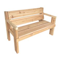 a wooden bench sitting on top of a white background