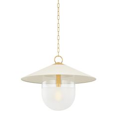 Mitzi - H926701L-AGB/SCR - One Light Pendant - Ressi - Aged Brass/Soft Cream Modern Factory, Large Pendant Lighting, Factory Lighting, Lantern Post, Table Lamps For Bedroom, Ceiling Chandelier, Lantern Pendant, Hudson Valley Lighting, Hanging Lanterns