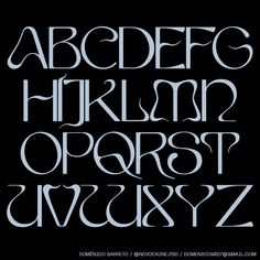 the upper and lower case of an old english alphabet, with white letters on black background