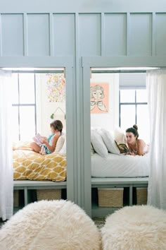 Cool Home Renovation Ideas | Built-In Beds with Curtains for Privacy Bed Nook, Australian Interior, Eclectic Farmhouse, Built In Bed, Shared Bedroom, Dekorasi Kamar Tidur, Shared Room, Bunk Room