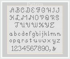 a cross stitch pattern with the letters and numbers for each letter, including an uppercase