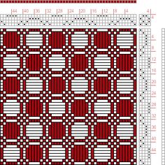 a cross stitch pattern with red and white squares