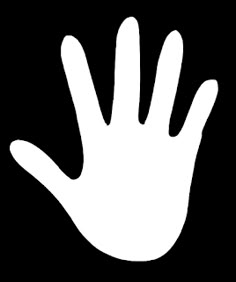 the outline of a hand on a white background