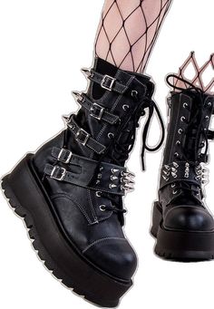 SLACKER-165 Vegan Leather Ankle Boots-Demonia-Tragic Beautiful Boots With Buckles, Demonia Boots, Leather Platform Boots, Demonia Shoes, Patent Heels, Black Vegan, Platform Boots, Black Faux Leather, Leather Ankle Boots