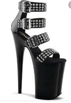 Extreme High Heels, Black Platform Sandals, Platform Stilettos, Leather Platform Sandals, Studded Sandals, Open Toe Shoes, Open Toe Sandals