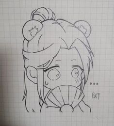 a drawing of a girl with a bear hat on her head and an angry expression