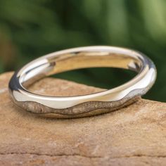 Memorial Ring in White Gold Gold Bands For Women, Unique Wedding Bands For Women, Gold Wedding Bands Women, Cremation Ring, Women's Wedding Bands, Jewelry By Johan, Antler Jewelry, Engraved Wedding Rings, 14k Gold Wedding Band