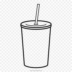 a cup with a straw in it is black and white, hdp png