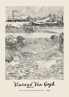 an image of a painting with the words venice van goghn in black and white