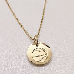 Basketball disc charm necklace in gold. Basketball Jewelry, Basketball Necklace, Traveling Teacher, Cheer Coaches, Basketball Gifts, Basketball Mom, Basketball Girls, Gifts For Girls, Baskets