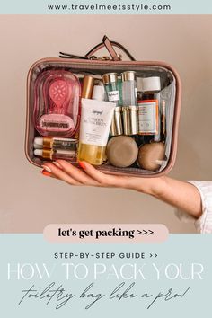 toiletry bag essentials list How To Pack Skincare For Travel, Travel Toiletries List, Toiletry Bag Essentials, Toiletries Packing List, Bag Travel Packing, Toiletries Packing, Travel Makeup Bag Essentials, Toiletries List, Travel Minis