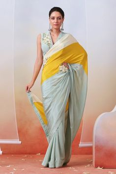 Office Sarees, Isha Gupta, Embellished Embroidery, Indian Colours, Floral Print Sarees, Crepe Saree, Padded Blouse, Kalamkari Saree, Indian Dresses Traditional