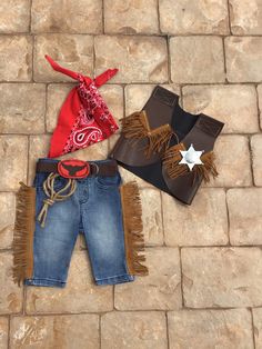 READY TO SHIP TODAY. Size 0-3 months ONLY ONE IN STOCK. 5 PIECES : Bandana , Badge, Vest, Belt and Pants ( Denim Jeans with fringe ) AS PICTURED IN PHOTOS L Cowboy Costume Toddler Boy, Baby Boy Cowboy Outfits, Kids Cowboy Outfit, Jeans With Fringe, Infant Cowboy Outfit, Infant Western Outfit, Toddler Chaps, Cowboy Baby Clothes, Baby Boy Cowboy