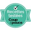 the logo for recettes testees coup de pouce, which is green and black