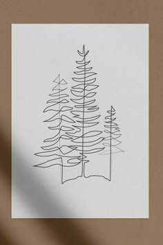 a drawing of a pine tree on paper