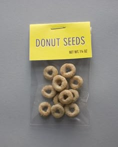 a package of donut seeds sitting on top of a table