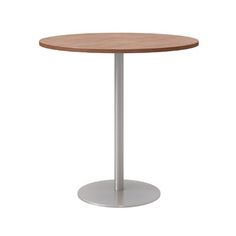 a round table with a metal base on an isolated white background for use in commercial projects