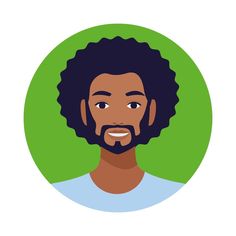 a man with an afro in a green circle