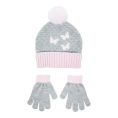 Berkshire Girls Butterfly Cable Knit Hat with Pom and Matching Gloves 2-Piece Set, Grey, One Size. Are you looking for something to help keep your little one warm, cozy, and snug this winter? You cant go wrong with this functional and adorable cold weather gear set. This set features a butterfly themed beanie hat with pom-pom on top and coordinating gloves. This ensemble will add a stylish touch to any winter outfit. These accessories are soft, comfortable and are great to use for school, travel Baby Backpack, Cable Knit Hat, Cold Weather Gear, Pom Pom Hat, Girl Backpacks, Knit Hat, Winter Outfit, Beanie Hat, Beanie Hats