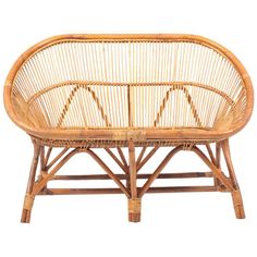 a wicker bench made out of bamboo