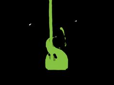 the silhouette of a green guitar against a black background