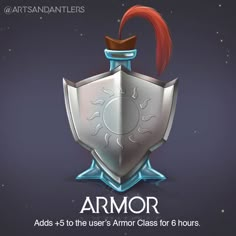 an armor with red hair on top and the words armor above it