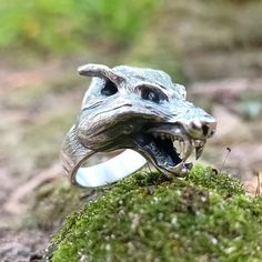 Fenrir Wolf ring from silver 7 US Son Of Loki, Giant Wolf, Loki Son, Fenrir Wolf, Nordic Jewelry, Wolf Ring, Viking History, Wooden Jewelry Box, Symbol Of Strength