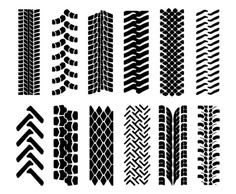 tire tracks and treads on white background