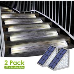 2 pack led solar step lights for stairs