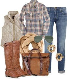 LOLO Moda: Stylish fashion 2013 Fall Outfits Flannel, Boating Outfit, Plaid Shirts, Casual Vest, Outfit Winter, Thanksgiving Outfit