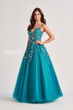 This enchanting long dress features a sweetheart neckline and a flowing A-line silhouette, crafted from confetti glitter tulle and adorned with delicate lace appliqué and shimmering sequins. The sleeveless design highlights the boned bodice for a flattering fit, while the added pockets offer practicality without sacrificing style. With a lace-up back and a natural waistline, this dress combines elegance and romance, perfect for any special occasion. Allure Couture, Daphne Dress, Sherri Hill Prom Dresses, Prom Ball Gown, Prom Designs, Boned Bodice, Designer Prom Dresses, Sherri Hill Dresses, Allure Bridal