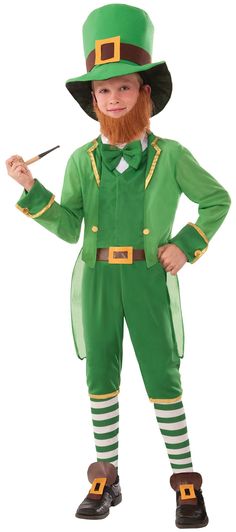 Kids Little Leprechaun Costume - HalloweenCostumes4U.com - Kids Costumes Sant Patrick, Hippie Costume Halloween, Leprechaun Costume, St Patricks Day Hat, Halloween Forum, Hippie Halloween, Group Costumes, Navy Blue Fabric, Creative Halloween Costumes