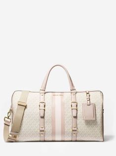 Bedford Travel Extra-Large Logo Stripe Weekender Bag | Michael Kors Michael Kors Bedford, Travel Purse, Racing Stripes, Bags Aesthetic, Train Rides, Bags Designer Fashion, Signature Logo, Duffel Bag, Bago