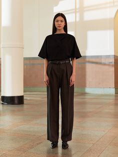 Editor's NotesThese are sheer one-tuck wide pants that can be worn until the summer. They can be closed with an inner button, snap, and zipper on the front center. - One-tuck detail- Wide silhouette- Sheer material- An inner button, snap, and zipper on the front center Measurements(in.) Size: Size(S/M/L) - Waist: 12.99in. / 13.77in. / 14.56in.- Hip: 20.07in. / 20.86in. / 21.65in.- Thigh: 12.59in. / 13.38in. / 14.17in.-Hem: 10.62in. / 11.41in. / 12.2in.- TotalLength: 41.33in. / 41.73in. / 42.12in. *Modelinfo: Height 5' 67, Bust 32.5, Waist 25, Hip 36,Wearing a size S / Height 5' 7, Bust 30.5, Waist 25, Hip35, Wearing a size S (Beige) and M (Dark Grey)  Composition &Care- Fabric: 65% Rayon, 35% Nylon- Dry Clean Designer- by MOHA Sheer Material, Wide Pants, 2 Colours, Dark Grey, Zipper, Clothes For Women, Pants, How To Wear, Clothes