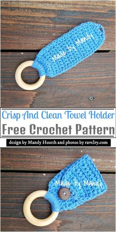 two crocheted toothbrush holders with the words, free crochet pattern