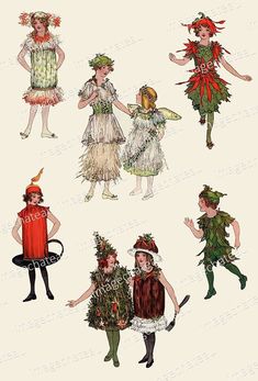 four different types of costumes for children