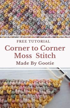 the corner to corner crochet motif is shown with text overlay that reads, free