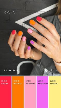 Summer Multicolor Nails, Nail Colour Ideas, Sassy Nails, Cute Gel Nails, Fabulous Nails, Funky Nails, Short Acrylic Nails, Love Nails