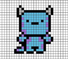 an image of a pixellated object with blue and purple squares on the bottom half