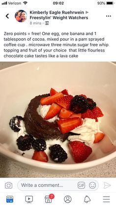 a white bowl filled with fruit on top of a counter next to an instagram page