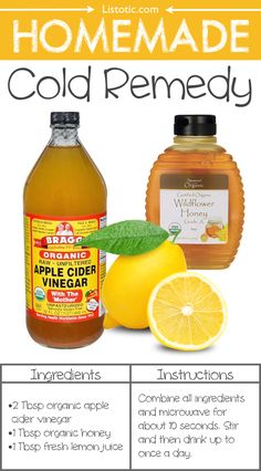 Homemade Cold Remedies, Sick Remedies, Organic Apple Cider, Home Remedy For Cough, Natural Healing Remedies, Diy Remedies, Natural Cold Remedies, Cold Home Remedies, Natural Cough Remedies