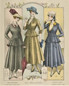 1916 Fashion, 1969 Fashion, Fashion 1910, 20th Century Fashion, Antique Fashion, Full Skirts, Edwardian Era, Edwardian Fashion