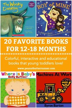 20 of our favorite books for 12-18 months old. Colorful, interactive and educational books that young toddlers love! #toddler #books #reading Book Pages Printable, Baby Library, Toddler Songs, Infant Play, Best Toddler Books, Touch And Feel Book, Toddler Essentials, Grandparenting, Teaching Toddlers