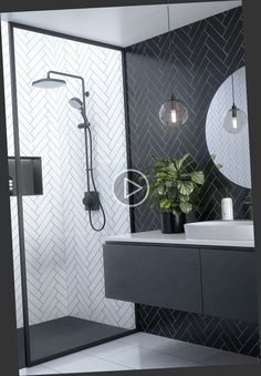 Ensuite Small Shower Room, Scandi Shower Room, Black And White Wet Room, Small Bathroom Subway Tile Ideas, Ideal Standard Bathroom, Black And White Shower Room Ideas, Modern Bathroom Tile Design Ideas, Bathroom Ideas Black Fixtures, Small Wetroom Bathroom