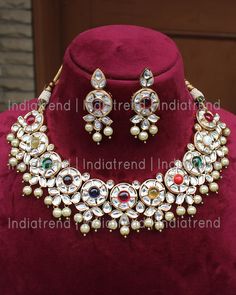 Hyderabad Necklace Set Jhumki Earrings, Fancy Jewellery, Bridal Fashion, Jewellery Designs, Gold Plated Necklace, Pierced Ears, Hyderabad, Bridal Style, High Grade