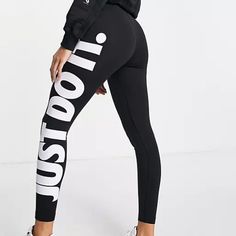 Nwt Size M Nike Leggings. Style Is Tight Fit. Logo Is Going Down Side Of 1 Leg. Would Possibly Fit A Size S Also. Waist Across Unstretched To Stretched Approx 13" To 16" Inseam Approx 28" Last 1 Left!!! Nike Leggings Outfit, Chek List, Legging Nike, Drip Outfits, Just Do It Leggings, Just Do It Nike, Nike Clothes, Cheetah Print Leggings, Sportswear Leggings