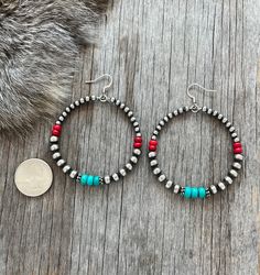 Navajo Pearl Handmade Hoop Earrings ~ Southwestern Classics~ German Si – Navajo Pearls Ranch Crafts Business Ideas, Diy Western Jewelry, Stretch Beaded Bracelets Diy, Order Earrings, Diy Western, Stretch Beaded Bracelets, Western Bracelets, Seed Bead Bracelet Patterns, Beaded Jewelry Earrings