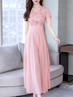 Pink Cheongsam For Spring Party, Pink Floor-length Organza Saree, Pink Chinese Dress, Pink Qipao, Pink Hanfu Traditional Dresses