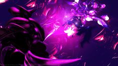 an abstract purple background with lots of small lights and shapes in the center, including flowers